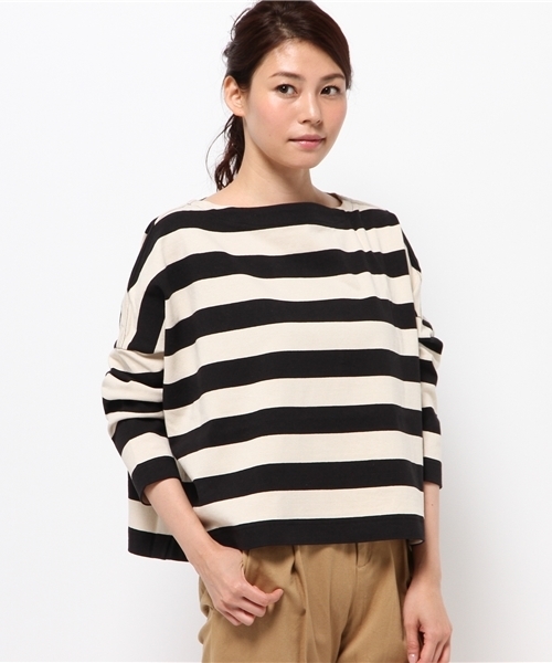 Traditional Weatherwear（トラディショナルウェザーウェア）の「ビッグマリン ボートネック シャツ（Tシャツ/カットソー・レディース・ブルー系その他/ブラック×ブルー/ブラック×ホワイト・SMALL）」の2枚目の写真