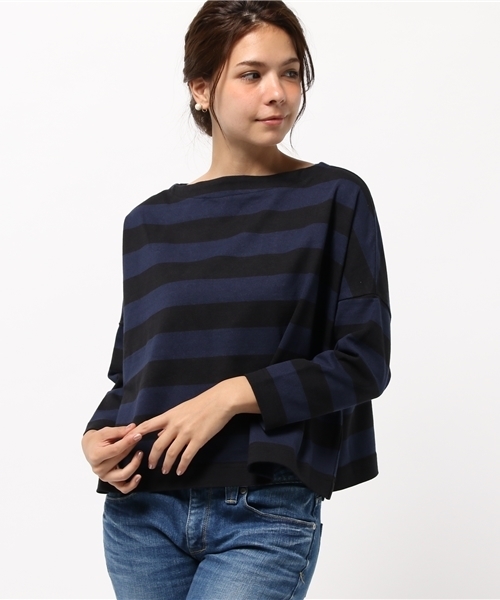 Traditional Weatherwear（トラディショナルウェザーウェア）の「ビッグマリン ボートネック シャツ（Tシャツ/カットソー・レディース・ブルー系その他/ブラック×ブルー/ブラック×ホワイト・SMALL）」の3枚目の写真