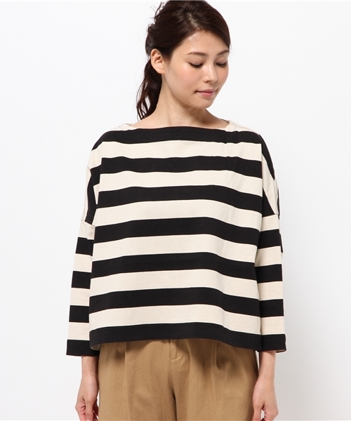 Traditional Weatherwear（トラディショナルウェザーウェア）の「ビッグマリン ボートネック シャツ（Tシャツ/カットソー・レディース・ブルー系その他/ブラック×ブルー/ブラック×ホワイト・SMALL）」の4枚目の写真