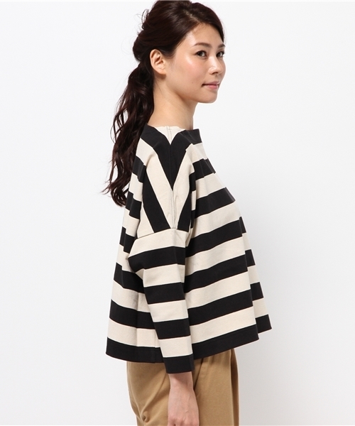 Traditional Weatherwear（トラディショナルウェザーウェア）の「ビッグマリン ボートネック シャツ（Tシャツ/カットソー・レディース・ブルー系その他/ブラック×ブルー/ブラック×ホワイト・SMALL）」の5枚目の写真