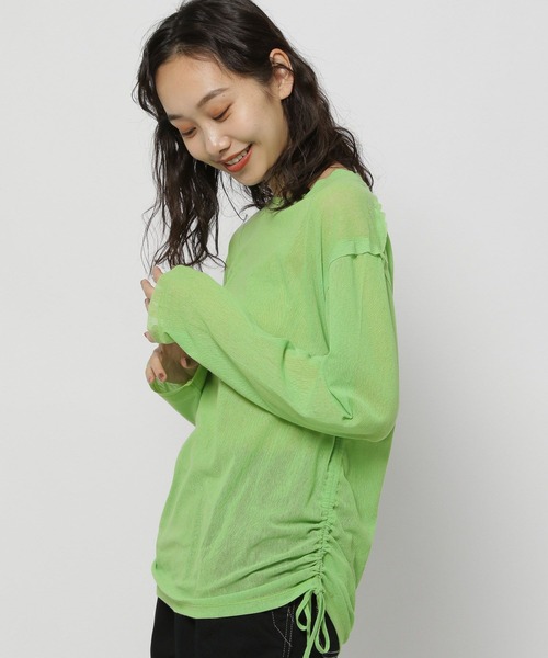 niko and...（ニコアンド）の「メッシュシャーリングプルオーバー（Tシャツ/カットソー・レディース・イエロー/ピンク/グリーン/アイボリー・FREE）」の2枚目の写真