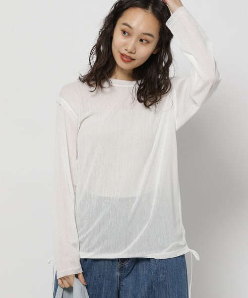 niko and...（ニコアンド）の「メッシュシャーリングプルオーバー（Tシャツ/カットソー・レディース・イエロー/ピンク/グリーン/アイボリー・FREE）」の6枚目の写真