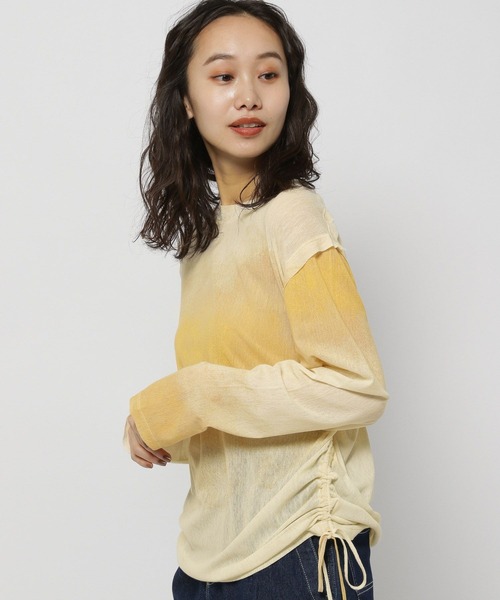 niko and...（ニコアンド）の「メッシュシャーリングプルオーバー（Tシャツ/カットソー・レディース・イエロー/ピンク/グリーン/アイボリー・FREE）」の9枚目の写真