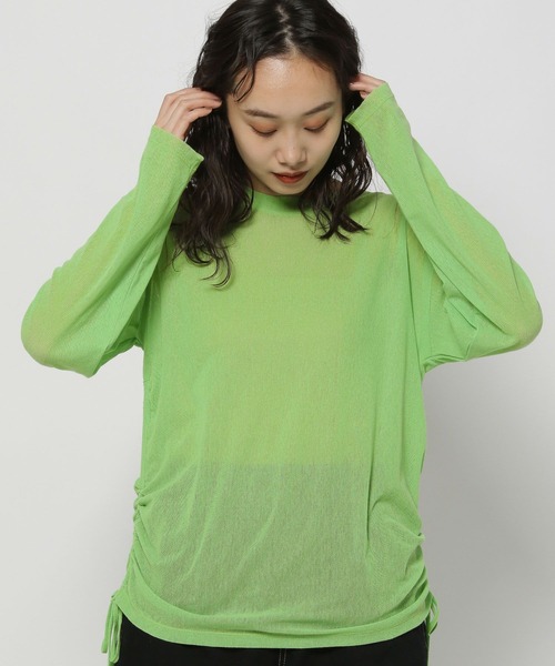 niko and...（ニコアンド）の「メッシュシャーリングプルオーバー（Tシャツ/カットソー・レディース・イエロー/ピンク/グリーン/アイボリー・FREE）」の12枚目の写真