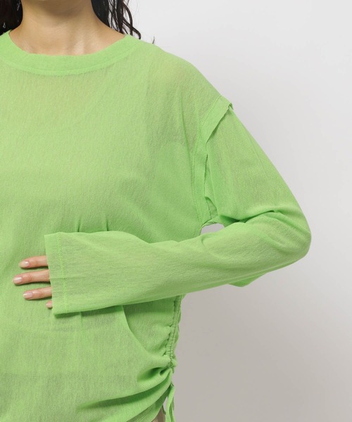 niko and...（ニコアンド）の「メッシュシャーリングプルオーバー（Tシャツ/カットソー・レディース・イエロー/ピンク/グリーン/アイボリー・FREE）」の19枚目の写真