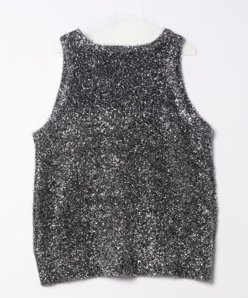 Settimissimo（セッティミッシモ）の「Vネック グリッターニット ジレ ベスト（ベスト・レディース・ブラック/ゴールド・FREE）」の3枚目の写真