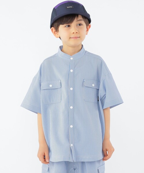 SHIPS KIDS:100～130cm /〈UVカット/吸水速乾〉ドライタッチ ストライプ シャツ