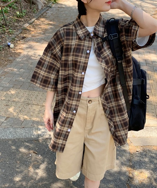 SHEPP(シープ)の「ビッグシルエット チェックシャツ(シャツ/ブラウス・メンズ・ブラウン/ブルー・M/XL/L)」の14枚目の写真
