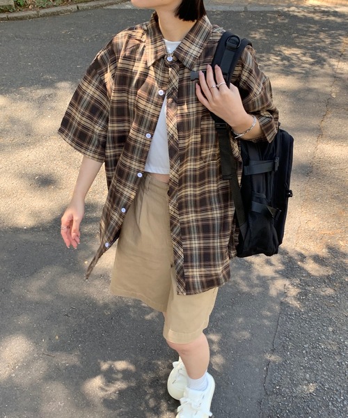 SHEPP(シープ)の「ビッグシルエット チェックシャツ(シャツ/ブラウス・メンズ・ブラウン/ブルー・M/XL/L)」の15枚目の写真
