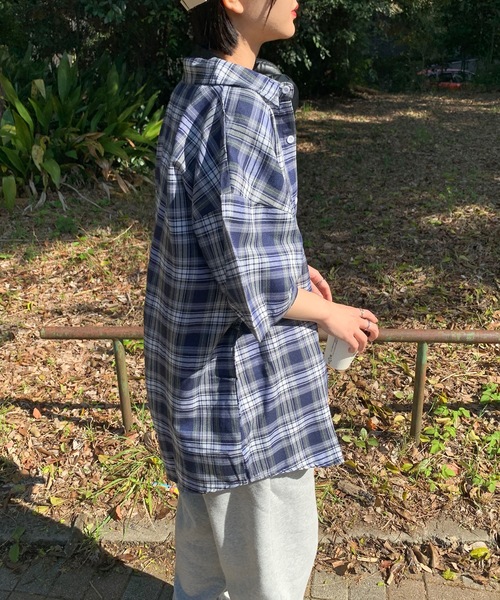 SHEPP(シープ)の「ビッグシルエット チェックシャツ(シャツ/ブラウス・メンズ・ブラウン/ブルー・M/XL/L)」の6枚目の写真