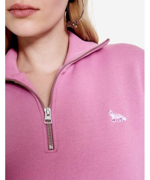 メゾンキツネ　フリーススウェット　ピンク Maison Kitsune（メゾンキツネ）の「BABY FOX PATCH HALF ZIP