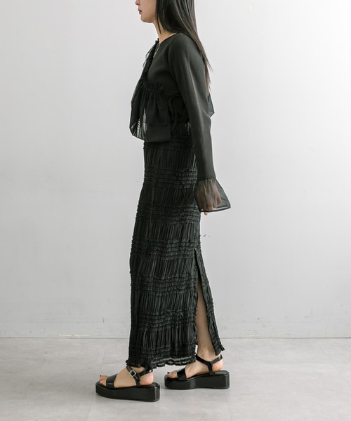 mline（エムライン）の「【サイズ展開あり】[mline]フリルティアードスカート（スカート・レディース・アイボリー/ブラック・1/2）」の10枚目の写真