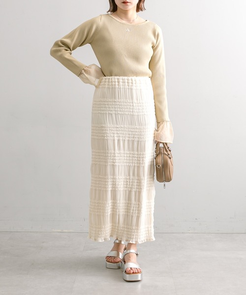 mline（エムライン）の「【サイズ展開あり】[mline]フリルティアードスカート（スカート・レディース・アイボリー/ブラック・1/2）」の16枚目の写真