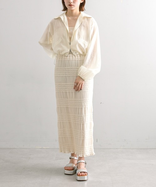 mline（エムライン）の「【サイズ展開あり】[mline]フリルティアードスカート（スカート・レディース・アイボリー/ブラック・1/2）」の6枚目の写真