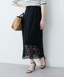 シアー刺繍Aラインスカート