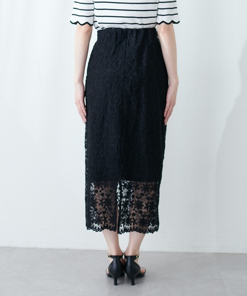 natural couture(ナチュラルクチュール)の「シアー刺繍Aラインスカート(スカート・レディース・オフホワイト/ブラック・FREE)」の14枚目の写真