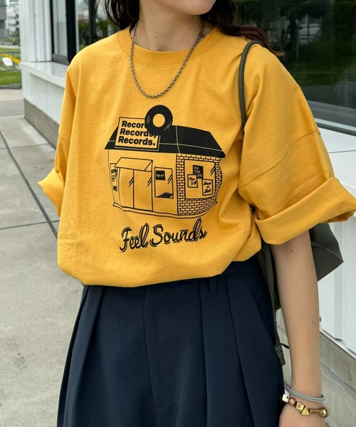 CIAOPANIC TYPY（チャオパニックティピー）の「OEコットン天竺アソートプリントTee（Tシャツ/カットソー・レディース・イエロー/ホワイト/チャコールグレー/ネイビー・LARGE/MEDIUM）」の4枚目の写真