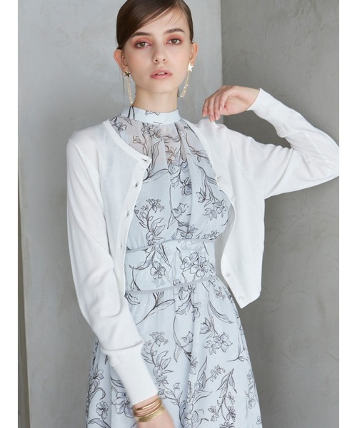 MERCURYDUO(マーキュリーデュオ)の「ビジューボタンニットカーディガン(カーディガン/ボレロ・レディース・オフホワイト/ブルー/ブラック/ラベンダー/ベージュ・FREE)」の2枚目の写真