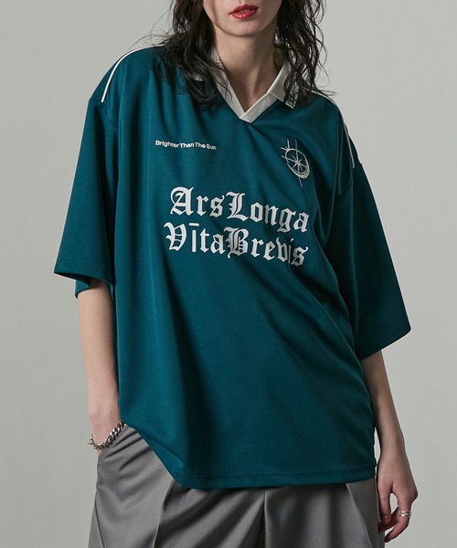 Alfred Alex（アルフレッドアレックス）の「【Alfred Alex】ハニカムメッシュ ビッグゲームシャツ/サッカーシャツ（Tシャツ/カットソー・メンズ・ライトグレー/ワイン/ホワイト/ブラック/ネイビー/ブラック系/グリーン系/レッド系・L/M）」の5枚目の写真