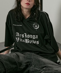 Alfred Alex（アルフレッドアレックス）の「【Alfred Alex】ハニカムメッシュ ビッグゲームシャツ サッカーシャツ（Tシャツ/カットソー）」