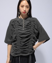 HARE | ピグメントギャザーTシャツ(HARE)(Tシャツ/カットソー)