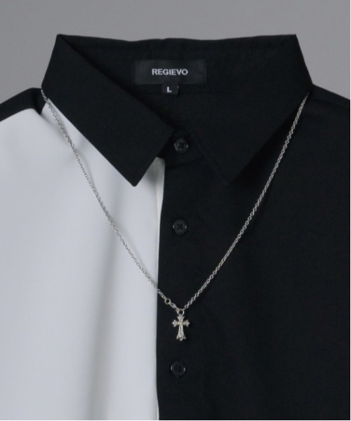 REGIEVO(レジエボ)の「REGIEVO 袖フリンジ2WAYシャツ(シャツ/ブラウス・メンズ・オフホワイト/ブラック・L/M)」の13枚目の写真