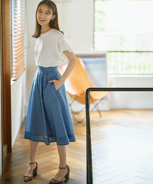 組曲(クミキョク)の「【UVケア・接触冷感】GIZAプレーティング天竺フリルスリーブ Tシャツ(Tシャツ/カットソー・レディース・ブラウン系/アイボリー系/ピンク系/ブラック系・5/6/7)」の6枚目の写真
