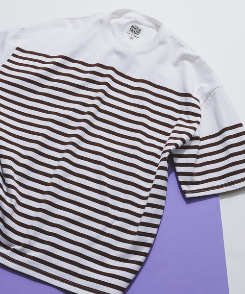 ROUGH TRADE(ラフトレード)の「【ROUGH TRADE/ラフトレード】 パネルボーダーバスクT(Tシャツ/カットソー・メンズ・ブルー/ブラック/ダークブラウン・MEDIUM/LARGE/X-LARGE)」の1枚目の写真
