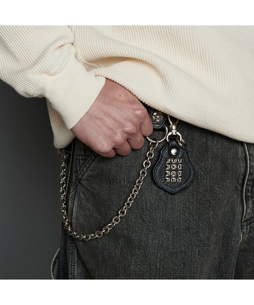 CALEE（キャリー）の「SILVER STAR CONCHO LEATHER WALLET CHAIN（ウォレットチェーン・メンズ・ブラック・FREE）」の4枚目の写真