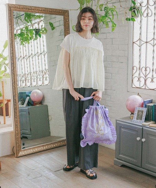 niko and...（ニコアンド）の「ドッキングギャザープルオーバー（Tシャツ/カットソー・レディース・ピンク/チャコール/パープル/オフホワイト・MEDIUM/LARGE）」の12枚目の写真