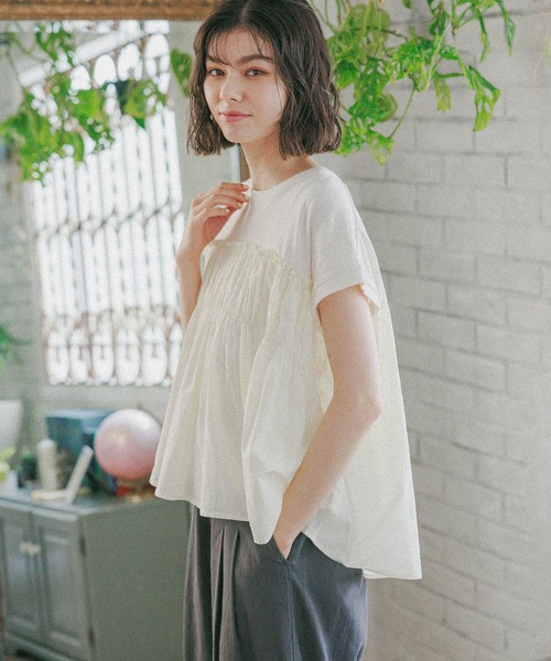 niko and...（ニコアンド）の「ドッキングギャザープルオーバー（Tシャツ/カットソー・レディース・ピンク/チャコール/パープル/オフホワイト・MEDIUM/LARGE）」の10枚目の写真