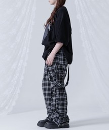 TRAVAS TOKYO ボンテージデザインチェックパンツ　ブラック TRAVAS TOKYO/トラバス トーキョー』ボンテージデザインパンツ
