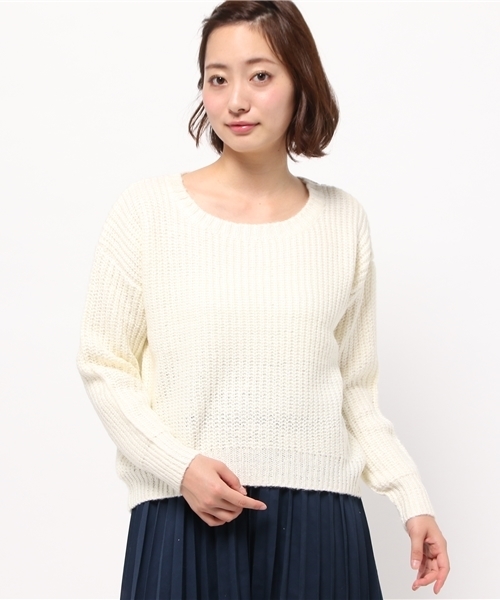 one after another NICE CLAUP（ワンアフターアナザーナイスクラップ）の「★【ナイスクラップ】シンプルあぜニット（ニット/セーター・レディース・グレー/オフホワイト/キャメル/ブラック・FREE）」の2枚目の写真