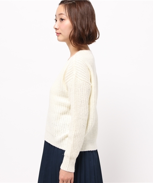 one after another NICE CLAUP（ワンアフターアナザーナイスクラップ）の「★【ナイスクラップ】シンプルあぜニット（ニット/セーター・レディース・グレー/オフホワイト/キャメル/ブラック・FREE）」の8枚目の写真