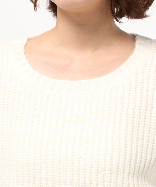 one after another NICE CLAUP（ワンアフターアナザーナイスクラップ）の「★【ナイスクラップ】シンプルあぜニット（ニット/セーター・レディース・グレー/オフホワイト/キャメル/ブラック・FREE）」の10枚目の写真