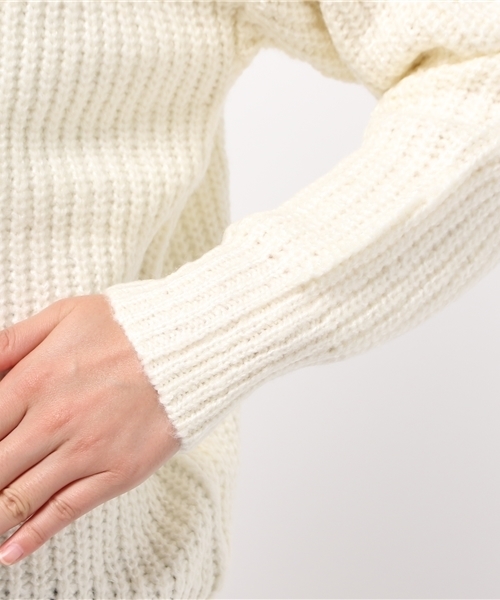 one after another NICE CLAUP（ワンアフターアナザーナイスクラップ）の「★【ナイスクラップ】シンプルあぜニット（ニット/セーター・レディース・グレー/オフホワイト/キャメル/ブラック・FREE）」の11枚目の写真