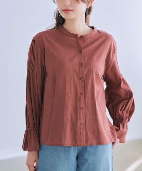 COHINA(コヒナ)の「ピンタックスリーブブラウス【低身長・小柄女性】(シャツ/ブラウス・レディース・オフホワイト/ネイビー/レッド系その他・ONE SIZE)」の3枚目の写真