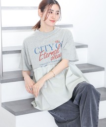 LEPSIM | 切り替えリメイク風5分袖チュニック　124109(Tシャツ/カットソー)