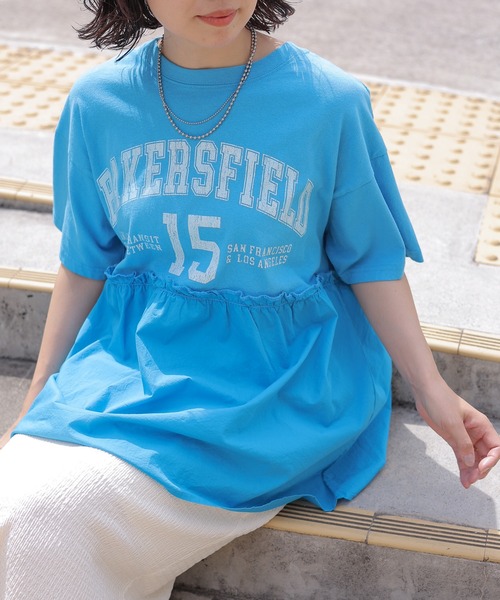 LEPSIM（レプシィム）の「切り替えリメイク風5分袖チュニック 124109