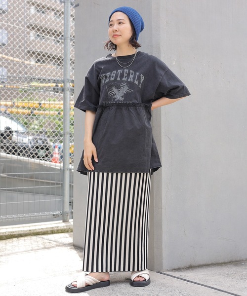 LEPSIM（レプシィム）の「切り替えリメイク風5分袖チュニック 124109