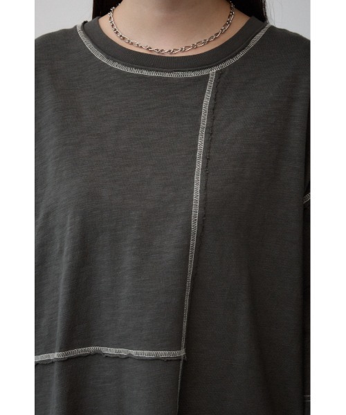 AZUL by moussy（アズールバイマウジー）の「ビッグチュニックシャツ（Tシャツ/カットソー・レディース・カーキ/スモークグレー・FREE）」の3枚目の写真