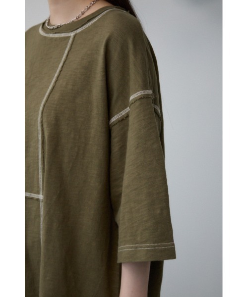 AZUL by moussy（アズールバイマウジー）の「ビッグチュニックシャツ（Tシャツ/カットソー・レディース・カーキ/スモークグレー・FREE）」の15枚目の写真