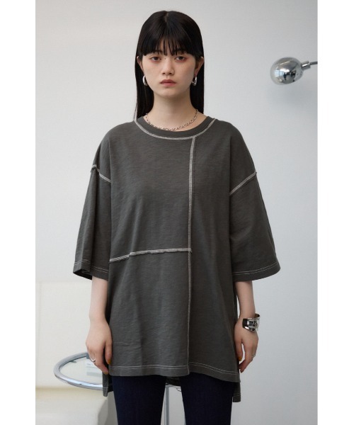 AZUL by moussy（アズールバイマウジー）の「ビッグチュニックシャツ（Tシャツ/カットソー・レディース・カーキ/スモークグレー・FREE）」の22枚目の写真