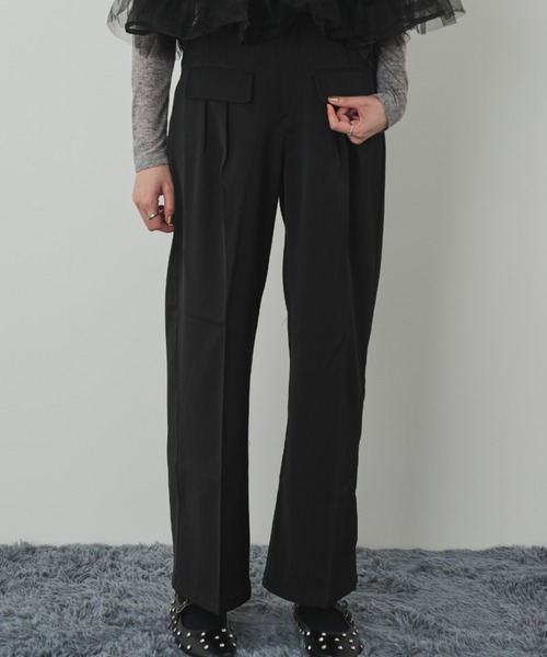 paravion（パラビオン）の「ダブルタックスラックス/セットアップ可能（スラックス・レディース・ブラック/ベージュ・FREE）」の2枚目の写真