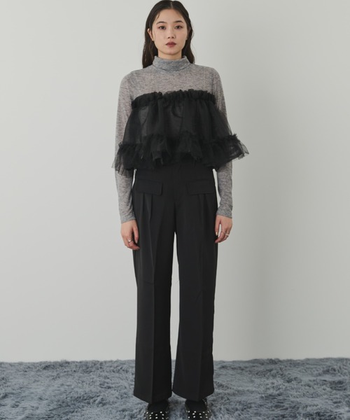 paravion（パラビオン）の「ダブルタックスラックス/セットアップ可能（スラックス・レディース・ブラック/ベージュ・FREE）」の7枚目の写真