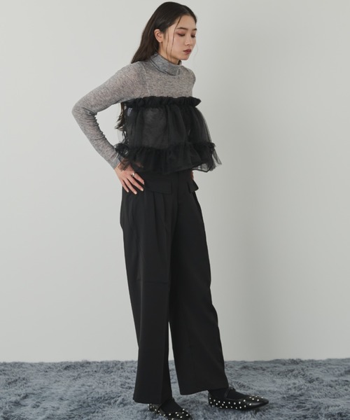 paravion（パラビオン）の「ダブルタックスラックス/セットアップ可能（スラックス・レディース・ブラック/ベージュ・FREE）」の8枚目の写真