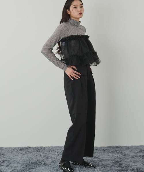 paravion（パラビオン）の「ダブルタックスラックス/セットアップ可能（スラックス・レディース・ブラック/ベージュ・FREE）」の9枚目の写真