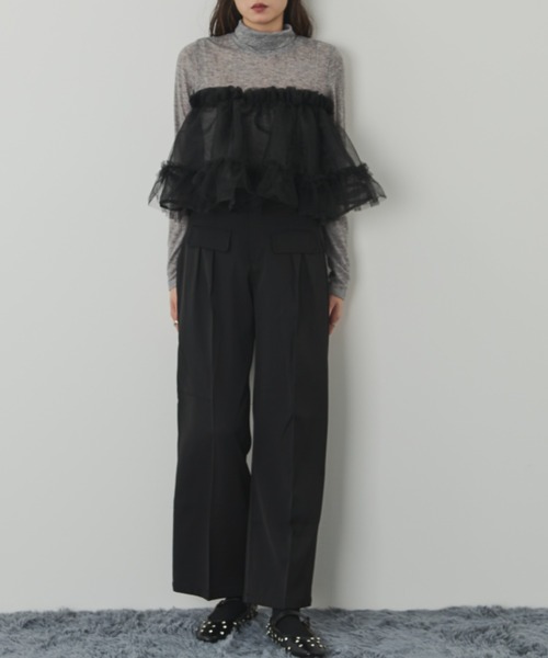 paravion（パラビオン）の「ダブルタックスラックス/セットアップ可能（スラックス・レディース・ブラック/ベージュ・FREE）」の6枚目の写真