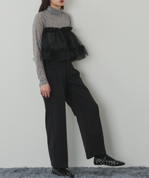 paravion（パラビオン）の「ダブルタックスラックス/セットアップ可能（スラックス・レディース・ブラック/ベージュ・FREE）」の11枚目の写真