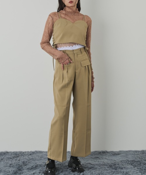 paravion（パラビオン）の「ダブルタックスラックス/セットアップ可能（スラックス・レディース・ブラック/ベージュ・FREE）」の20枚目の写真